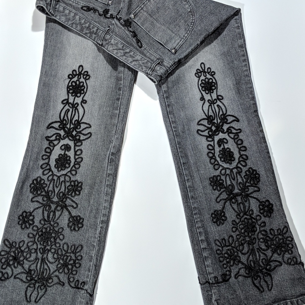 TRIBAL Black Embellished Boot Cut Jeans Size 4